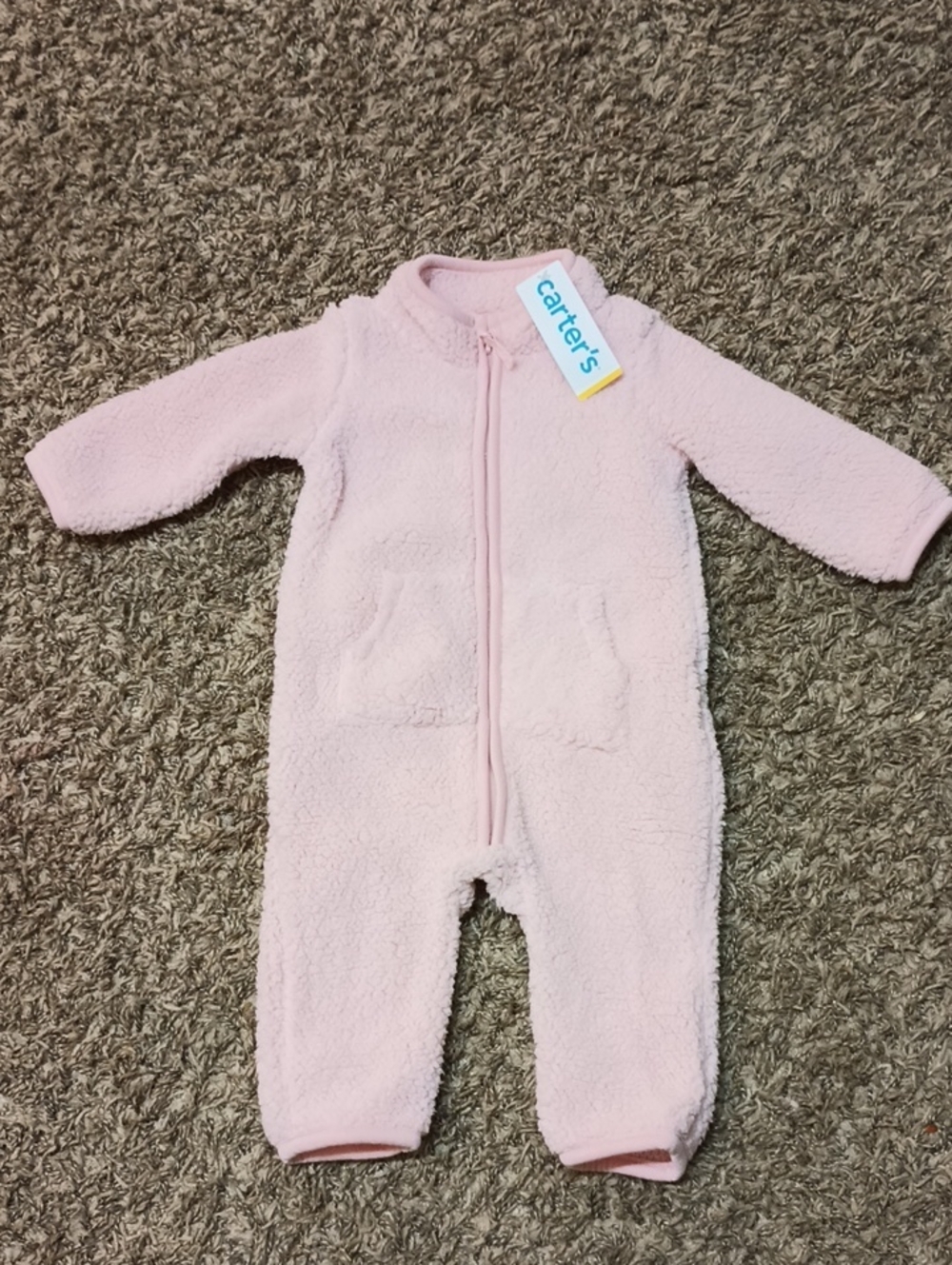 NWT Carter's Baby Girl Overall W/Half Zipper And Pockets. Size: 6 Mo